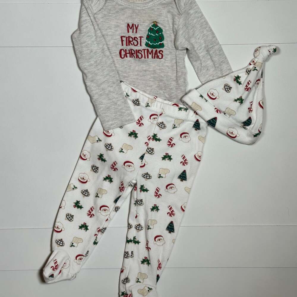 Chickpea Baby 1st Christmas 3-piece Outfit Sz 6-9M